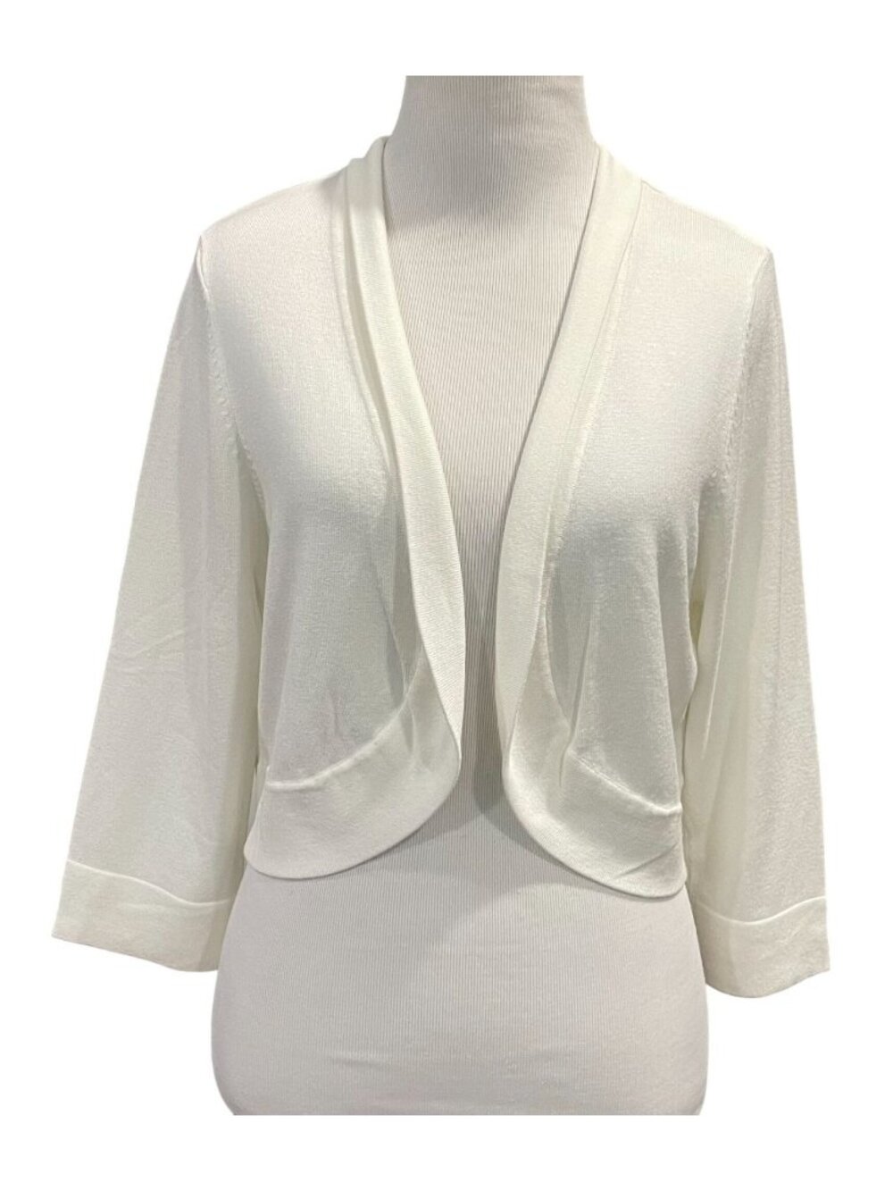 Eliza J Open Front Crop Cardigan L Off White Casual Layer Feminine Vanilla Girl